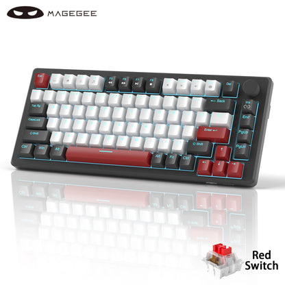 MageGee 75% Mechanical Gaming Keyboard with Knob Control, Wired Mechanical Gaming Keyboard with Blue Backlit, Red/Yellow Switch Gaming Keyboard for PC Windows