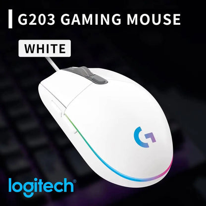 Logitech G203 LIGHTSYNC Wired Gaming Mouse 8000 DPI RGB Sensor, 6 Buttons Mechanical Tensioning USB Mouse for Gaming & Office