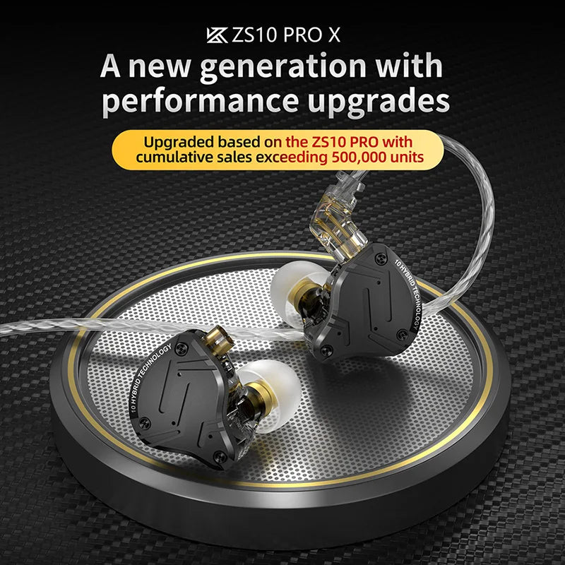 KZ ZS10 Pro X Wired HiFi Earphones Hybrid Driver In-Ear Monitor Earbuds with Powerful Bass, Music Headphones for Audiophile Sound
