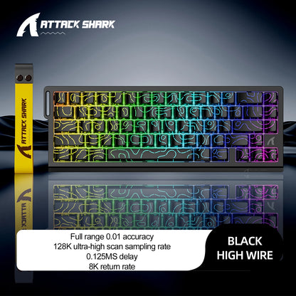 ATTACK SHARK X68HE Magnetic Mechanical Keyboard, 8000Hz Rapid Trigger Gaming Keyboard with Hall Effect Magnetic Switches, SOCD, 0.01mm RT, Wired RGB Keyboard