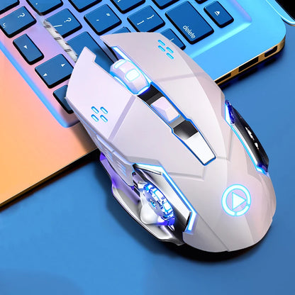 USB Wired Gaming Mouse 6-Button Ergonomic Gaming Mouse with Adjustable DPI, RGB Backlit Optical Gaming Mouse for PC, Laptop & Desktop