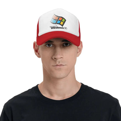 Windows 95 Geeks Nerd Mesh Baseball Caps Unisex Fashion Sun Hat Adjustable Snapback Caps Fishing Hat Wholesale New Trucker Hat