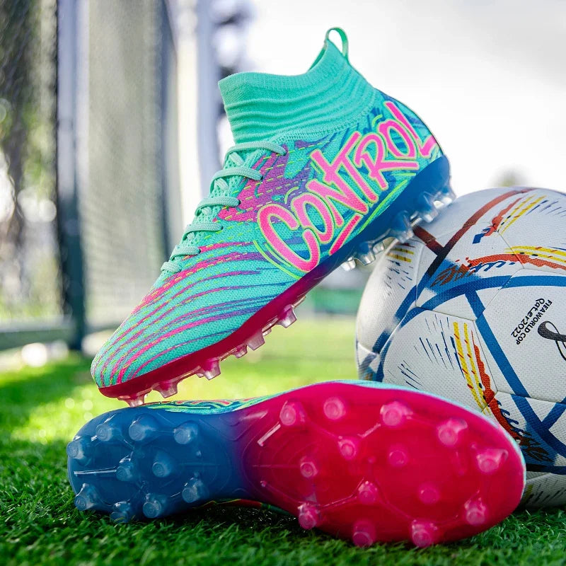 Chaussures de football pour homme, crampons, baskets montantes, chaussures de foot de haute qualité, antidérapantes, pour futsal, gazon, match en salle, best-sellers FG/TF