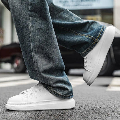 White Minimalist Sneakers For Men Comfy Leather Casual Sneakers Man Platform Skateboard Shoes Outdoor Low-cut Men's Sports Shoes