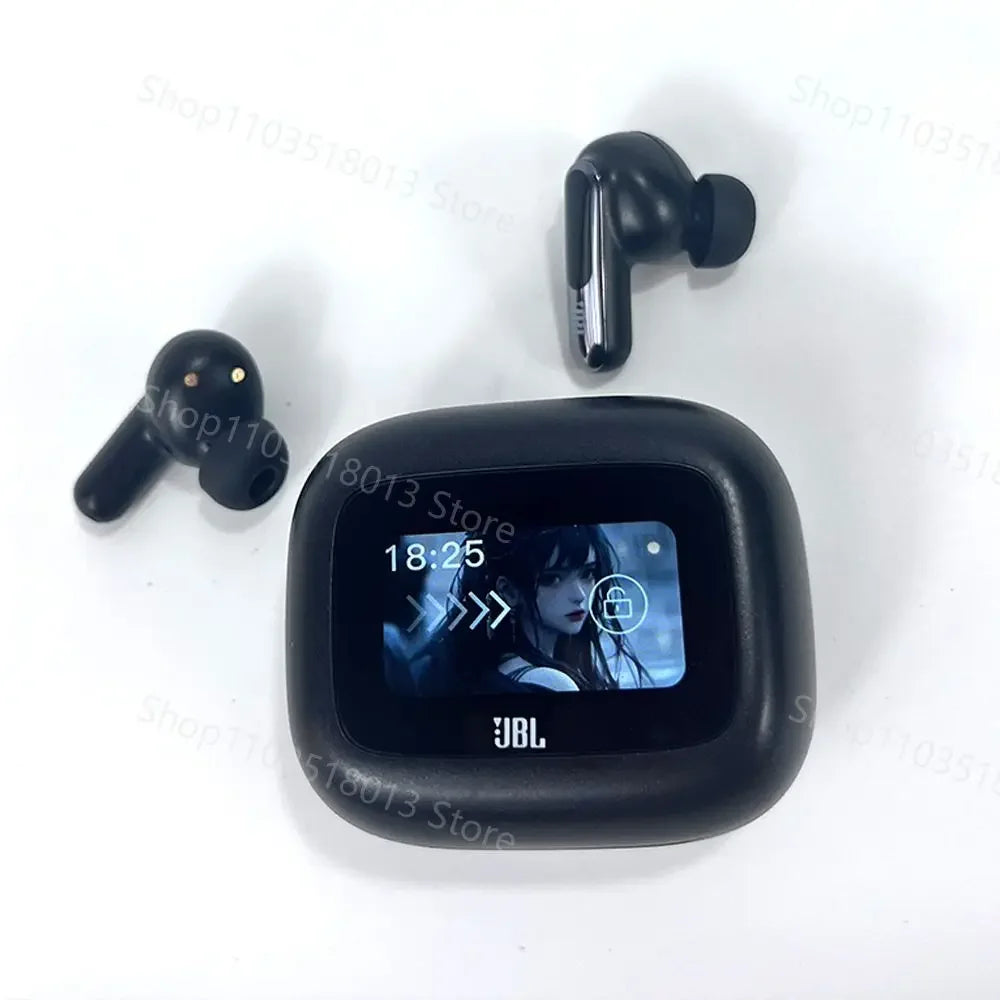 JBL Live Beam 3 True Wireless Bluetooth Earbuds with Smart Display Case, Active Noise Cancelling Headphones, HiFi Stereo Sound