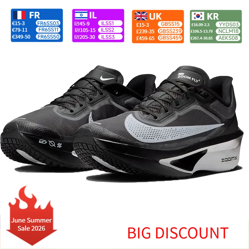 Nike Zoom Fly 6 Men's Running Shoes Zoom Cushioning Lightweight Responsive Energy Return for Marathon Training FN8454-001