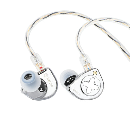 SIMGOT EW300 HiFi Hybrid IEM Earphones 1DD+1Planar+1PZT Driver Wired Earbuds with Detachable Nozzles Silver-Plated OFC Cable for Music
