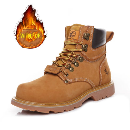 KOWM Scarpe da trekking da uomo in pelle bovina per attività all'aperto, impermeabili, tattiche, scarpe da deserto, stivali da caccia, stivali da neve, sneakers con pelliccia, scarpe da trekking da donna