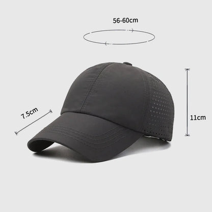 Snel drogende zonnepet voor dames, casual sportpet voor heren, grote maat baseballpet, 60-65 cm, verstelbare zonneklep, pet met klep