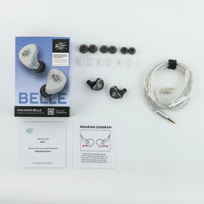 Kiwi Ears Belle 10mm DLC Dynamic Driver In-Ear Monitor HiFi Wired Earbuds with Silver-Plated Cable, Professional Audiophile IEM by Linsoul