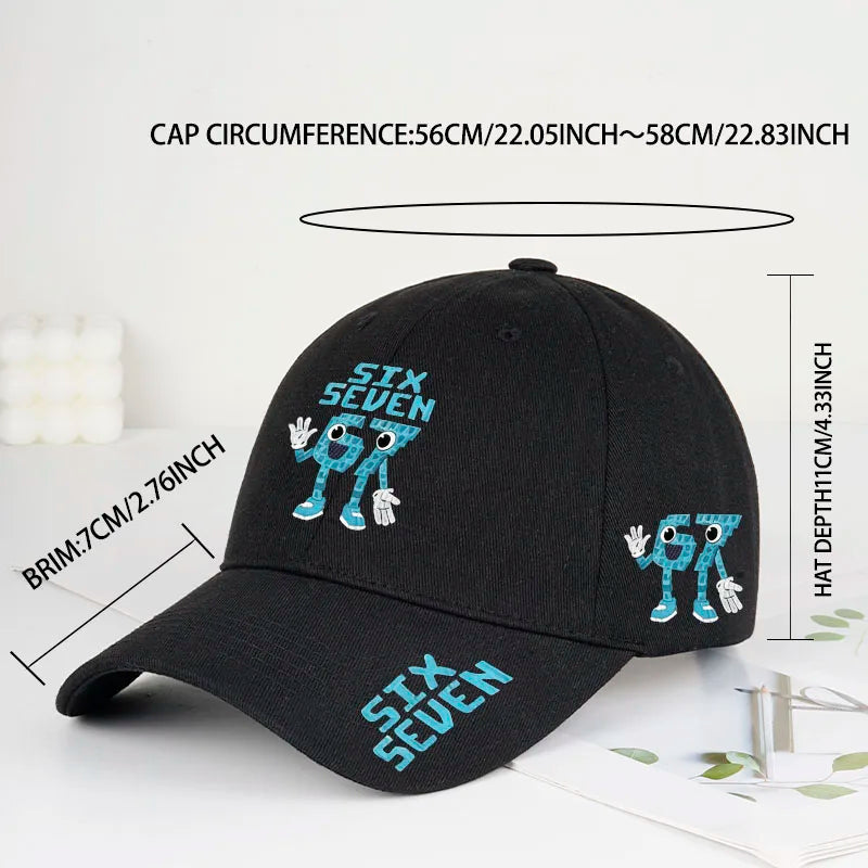 Retro '67 Cartoon Print Baseball Cap - Adjustable Flat-Brim Cap - Unisex Streetwear Hip-Hop Sun Hat - Dad Hat