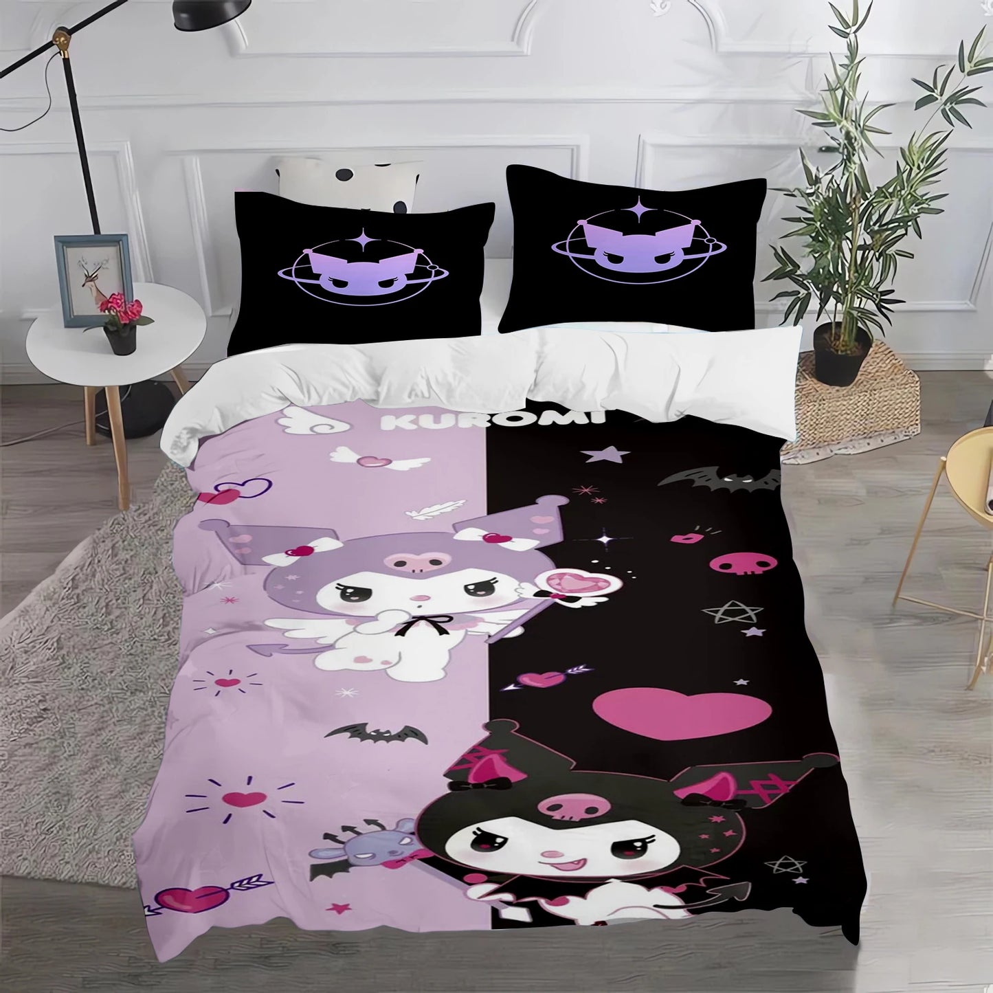 Kuromi Duvet Cover Cute Pillowcase Bedding Set Adult Boy Girl Bedroom Decoration Children Gift Single Double Large Size