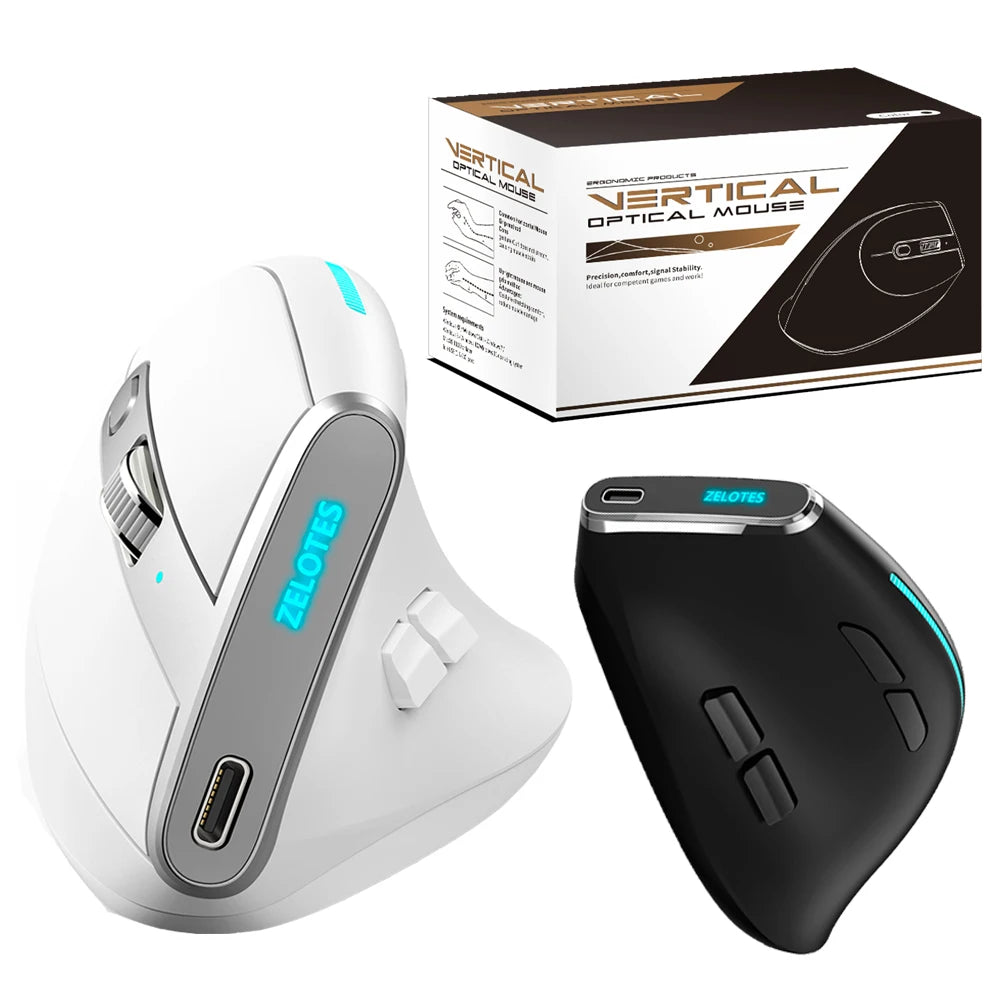 F-36 ergonomski vertikalni miš 2.4G+BT1+BT2, bežični za desnu i lijevu ruku, gaming optički USB miš za računalo i prijenosno računalo