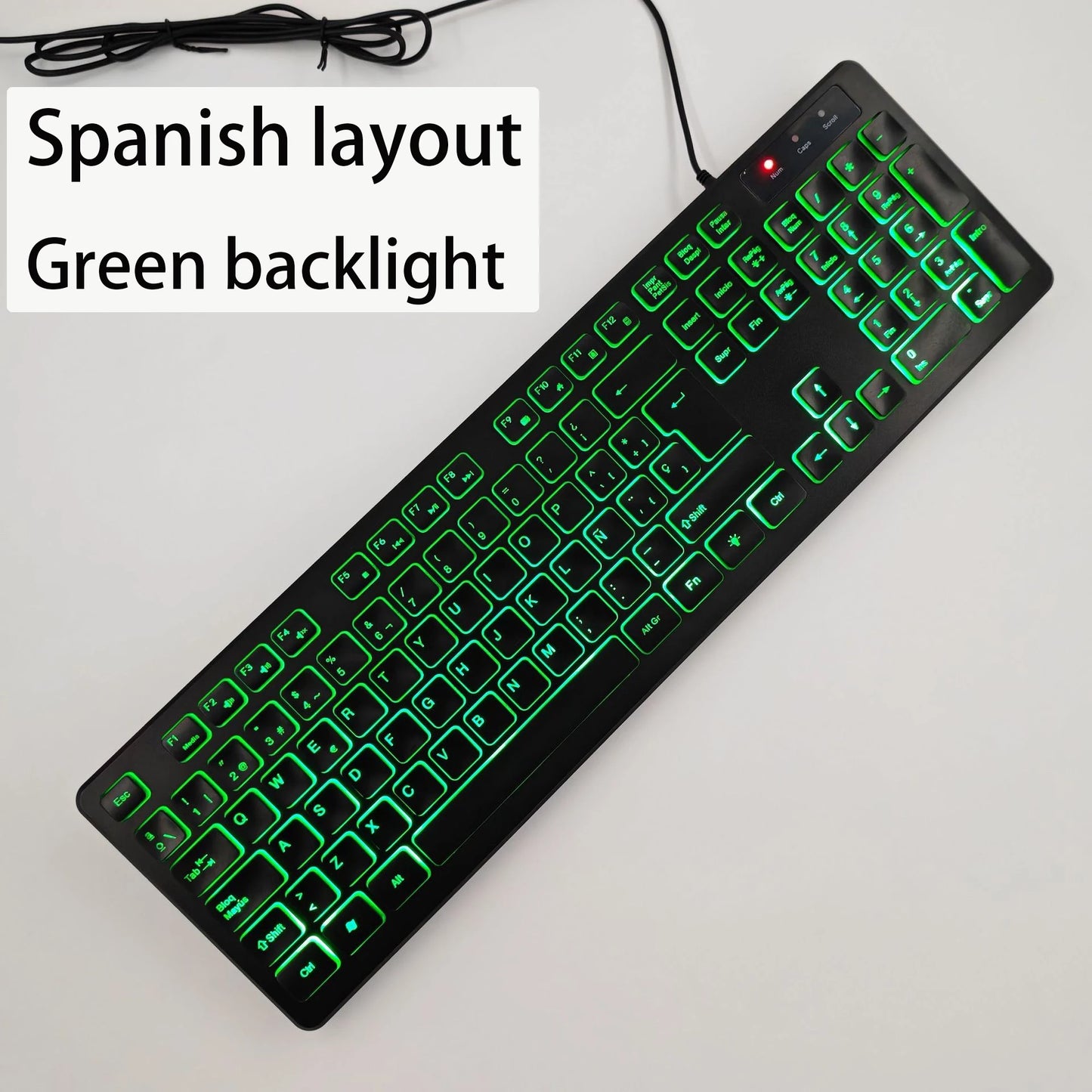 Spanisches/Französisches (AZERTY)/Russisches/Arabisches/Deutsches Tastaturlayout, beleuchtete kabelgebundene Desktop-Gaming-Tastatur für Desktop-Computer und Büro