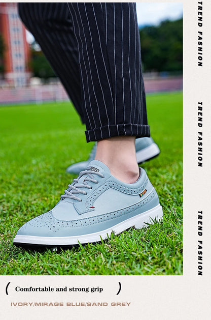 Scarpe da golf professionali da uomo in pelle di alta qualità, traspiranti, scarpe sportive per competizioni e allenamenti di golf, taglie forti 39-47#