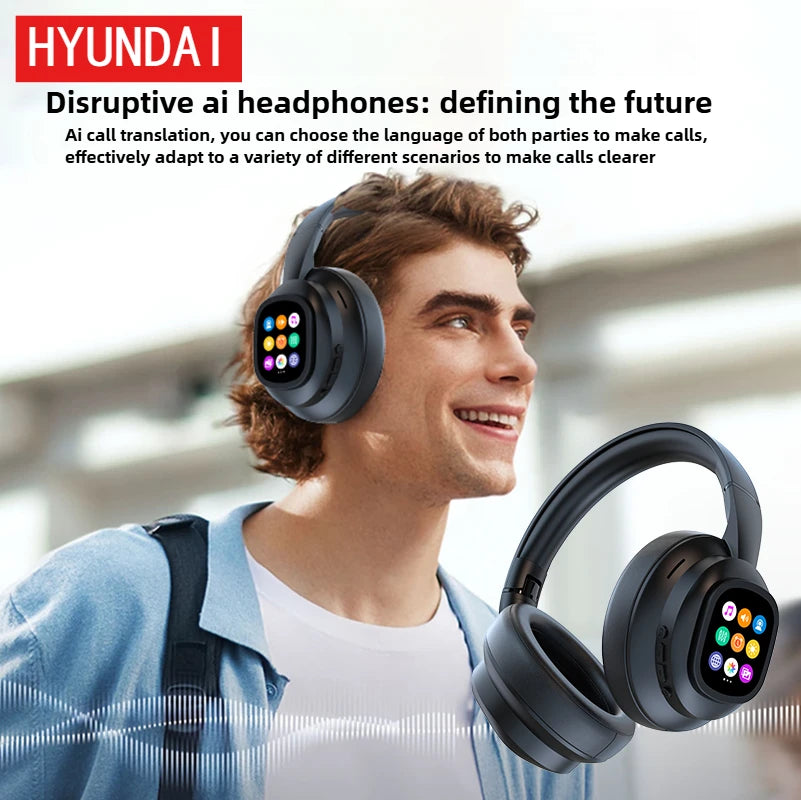 HYUNDAI X1PRO Wireless Bluetooth 6.0 AI Translation Earbuds – 100+ Languages, Touch Control LED Screen Noise Cancelling Headphones