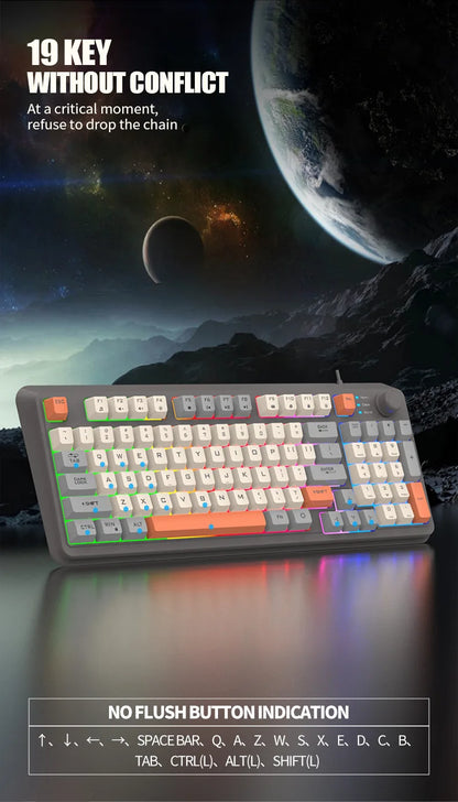 K81 Gaming Keyboard 81-Key 80% Wired RGB Gaming Keyboard with Volume Knob, Ergonomic USB Gaming Keyboard for PC, Laptop, Mac & Multi-Language Layouts