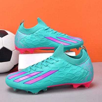 Scarpe da calcio professionali da uomo alla caviglia per erba, unisex, con tacchetti lunghi FG, scarpe da calcio Chuteira Society