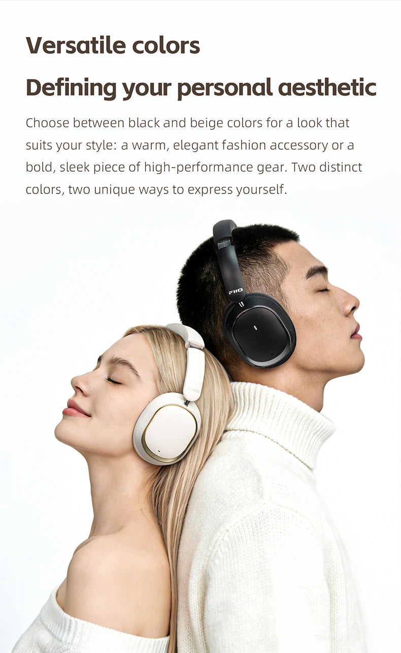 FiiO EH13 Wireless Noise Cancelling Headphones Bluetooth Over-Ear Headphones with Hybrid ANC, 45H Playtime, Travel Gaming Headphones