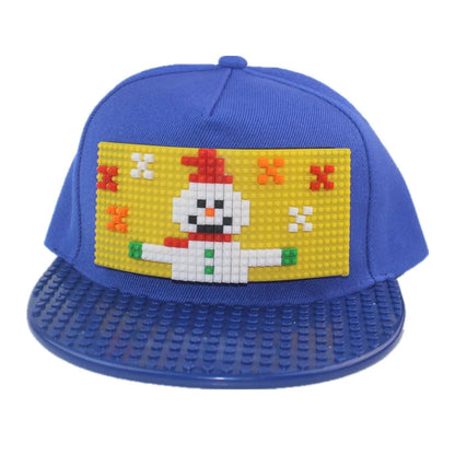 Tegneserie-patchwork-baseballkasketter, DIY-blokke, snapback-kasketter, hiphop-kasketter til mænd og kvinder, aftagelige pixel-kasketter, dad hats, kasketter til børn og voksne