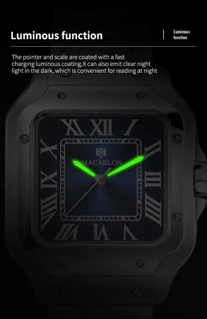 2026 New MACARLON Design 38mm Mechanical Watch Men Sapphire Glass Luminous Stainless Steel Waterproof China NH35 Automatic Watch