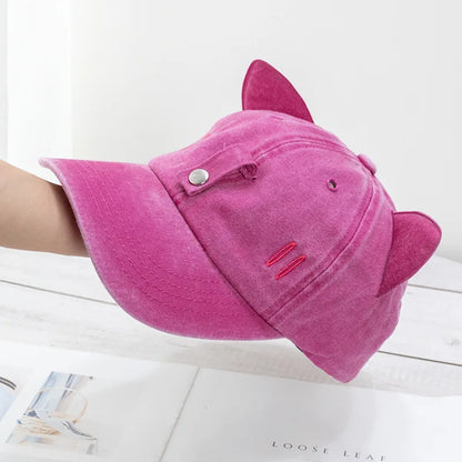 New Cat Ears Sunglasses Baseball Cap Y2K Cotton Washed Pilot Snapback Caps Gorras Women And Men Outdoor Sunshade Sun Hats Unisex