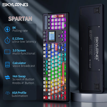 SKYLOONG GK104 Pro Wireless Mechanical Keyboard, 104-Key Custom Hot-Swappable RGB Gaming Keyboard with LCD Screen, Triple Mode Bluetooth/2.4G/USB-C Mechanical Keyboard