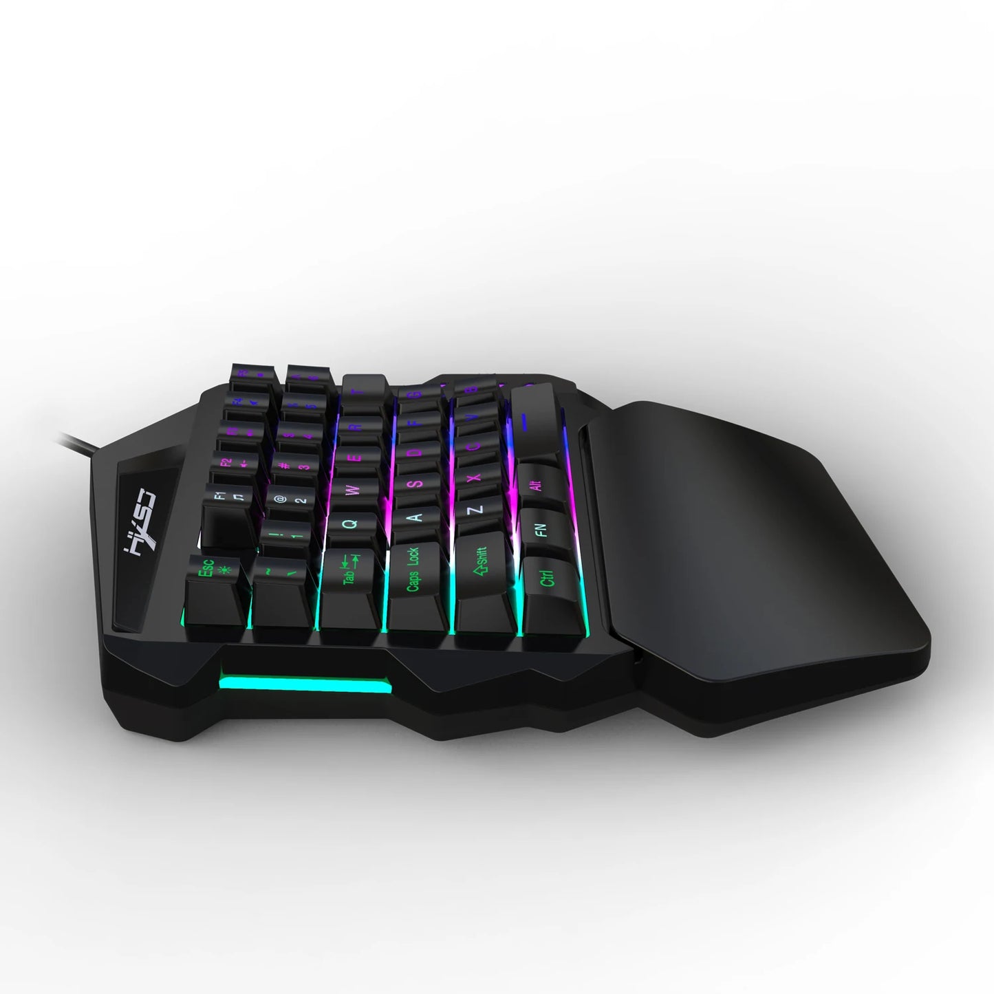 Ergonomic One-Handed Gaming Keyboard, 35-Key Compact Design, RGB Lighting, USB Powered, Thin Film Keys for Enhanced Gaming