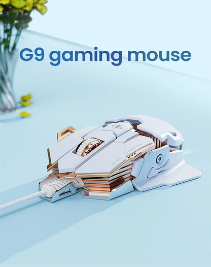 G5 mehanska žična e-športna miška RGB z 9 gumbi, programiranjem makrov, tiha gaming miška 12800 DPI za namizni računalnik in prenosnik