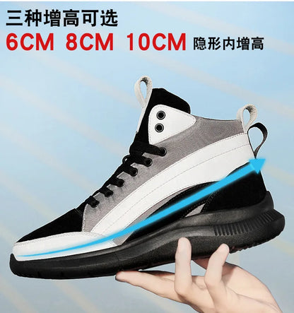 Buty podwyższające z wysoką cholewką – obuwie podwyższające – wkładki podwyższające dla mężczyzn 6 cm, 8 cm, 10 cm – trampki