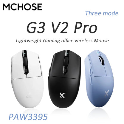 MCHOSE G3 V2 Pro Wireless Gaming Mouse PAW3395, Ultra-Lightweight Tri-Mode Bluetooth Gaming Mouse for Esports, Office & Professional Gaming