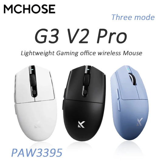MCHOSE G3 V2 Pro Wireless Gaming Mouse PAW3395, Ultra-Lightweight Tri-Mode Bluetooth Gaming Mouse for Esports, Office & Professional Gaming