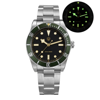 Watchdives WD7922 BB54 Watch VH31 Sweep Second Movement Sapphire Crystal 20bar Waterproof C3 Luminous 37mm Vintage Watches