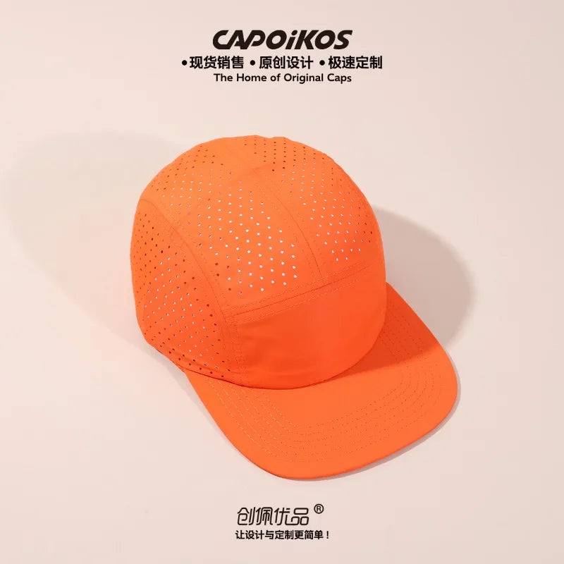 Șapcă de baseball cu cinci panouri, culoare solidă, cu logo personalizat, uscare rapidă, pentru bărbați și femei, din plasă respirabilă, pentru camping, sport și skateboard