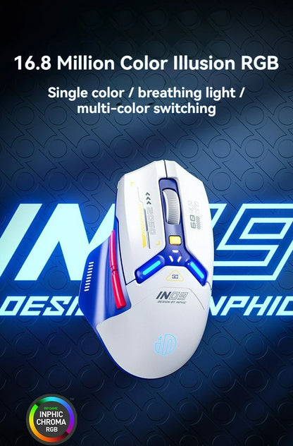 Tri-Mode Wireless Bluetooth Gaming Mouse 10000 DPI RGB Rechargeable Gaming Mouse with 2.4GHz, Bluetooth 5.0 & Wired Connection for PC, Laptop & Mac
