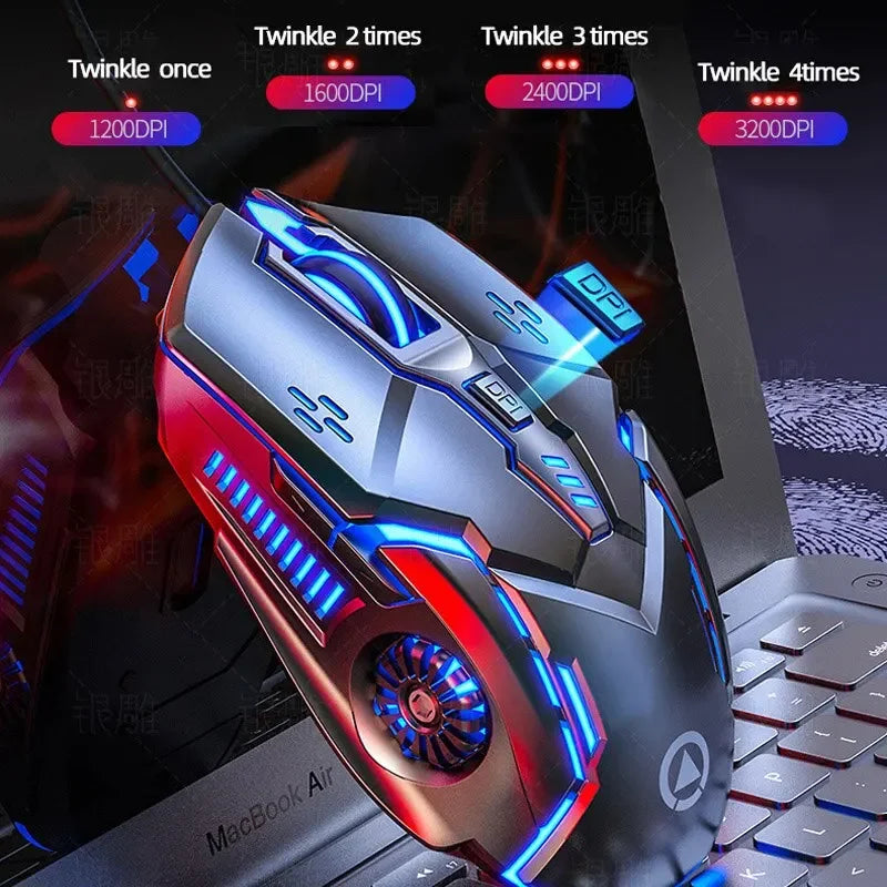 G5 Mute Wired Mouse Six Keys Luminous Game E-Sports Machinery Computer Accessories Gaming Mouse for Laptop Desktop
