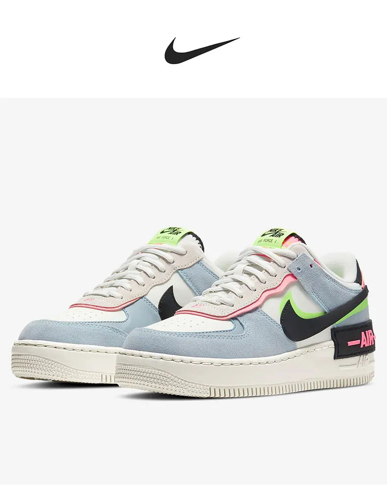 Nike Originals Herren Air Force 1 Shadow AF1 Pink-Blau Macaron Freizeitschuhe CU8591-101