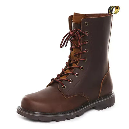 KOWM Scarpe da trekking da uomo in pelle bovina per attività all'aperto, impermeabili, tattiche, scarpe da deserto, stivali da caccia, stivali da neve, sneakers con pelliccia, scarpe da trekking da donna