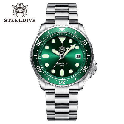 Mechanical Watch For Men STEELDIVE SD1973 Japan NH35 Automatic Movement Ceramic Bezel 200M Waterproof Classic Dive Small Abalone