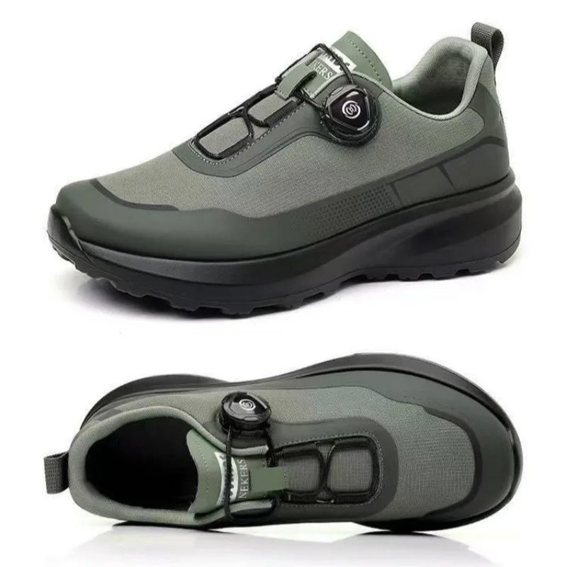 Zapatillas deportivas nuevas para hombre con botón giratorio, de plataforma, para conducir, para caminar, para actividades al aire libre, resistentes al desgaste, para correr y para deporte, talla grande