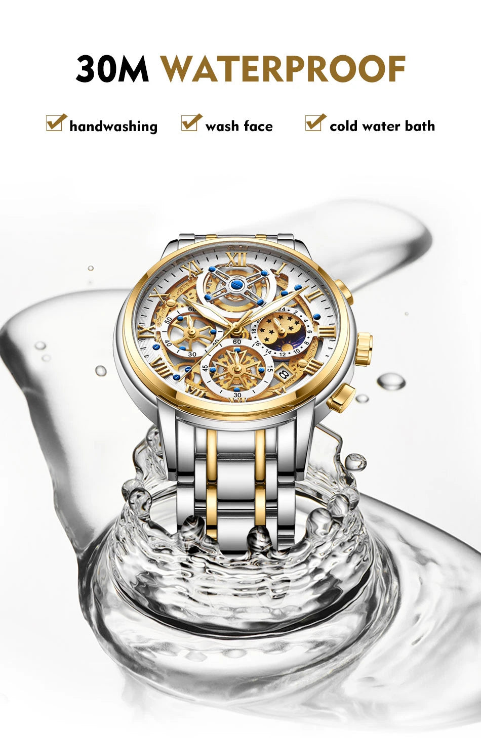 LIGE 2024 New Fashion Gold Women Watch Top Brand Luxury Waterproof Watches for Women Sport Quartz Chronograph Relogio Feminino