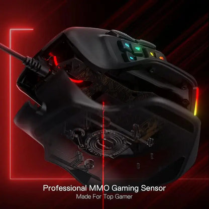 Redragon M811 Aatrox MMO Gaming Mouse, Wired RGB Gaming Mouse with 15 Programmable Buttons, 12400 DPI Ergonomic Optical Gamer Mouse