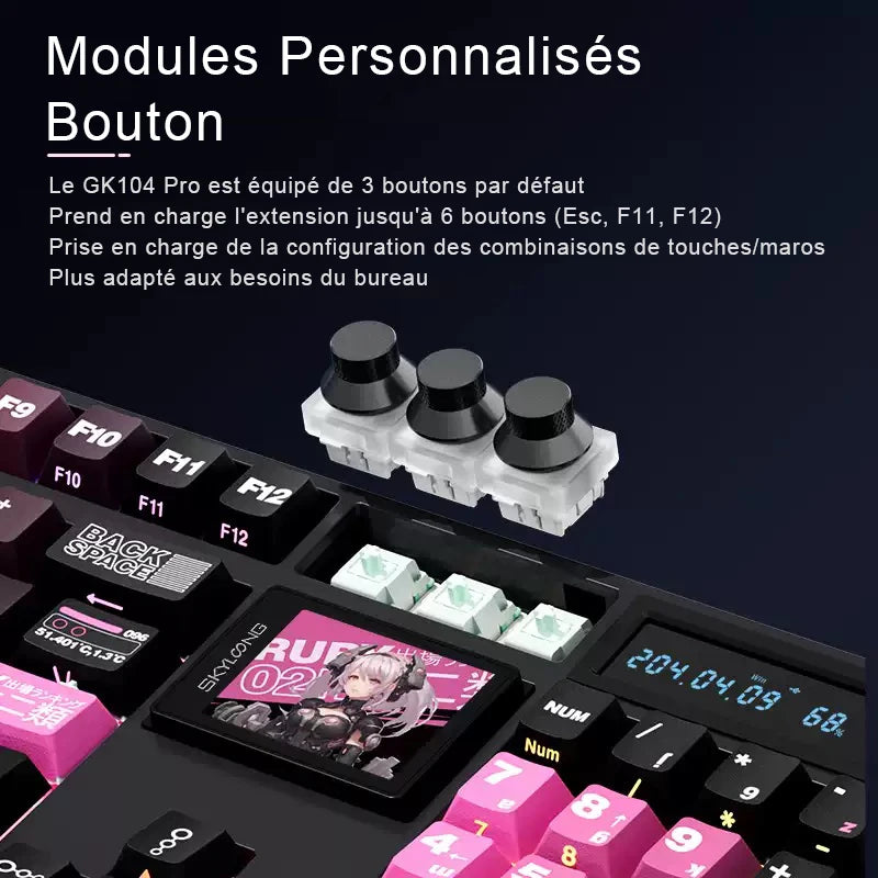 SKYLOONG GK104 Pro Wireless Mechanical Keyboar Full-Size Gamer Keyboard RGB Backlit Voice Calculator 8K Polling Rate for PC