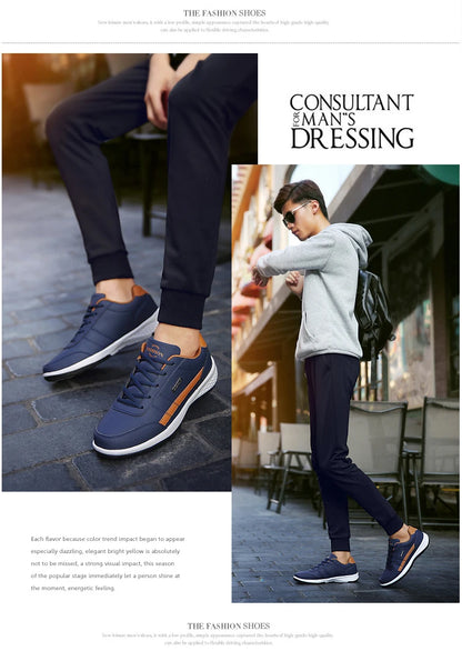 Leather Men Shoes Sneakers Trend Casual Shoe Italian Breathable Leisure Male Sneakers Non-slip Footwear Men Vulcanized Shoes