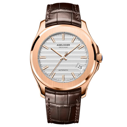 AGELOCER Original Baikal Watch Men's Big Calendar Business Formal Automatic Mechanical Watch Birthday Gift for Men