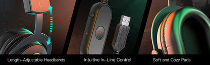 FIFINE RGB Gaming Headset with Mic – 7.1 Surround Sound Wired Over-Ear USB Headphones for PC, PS4, PS5, with EQ Modes & Noise Isolation