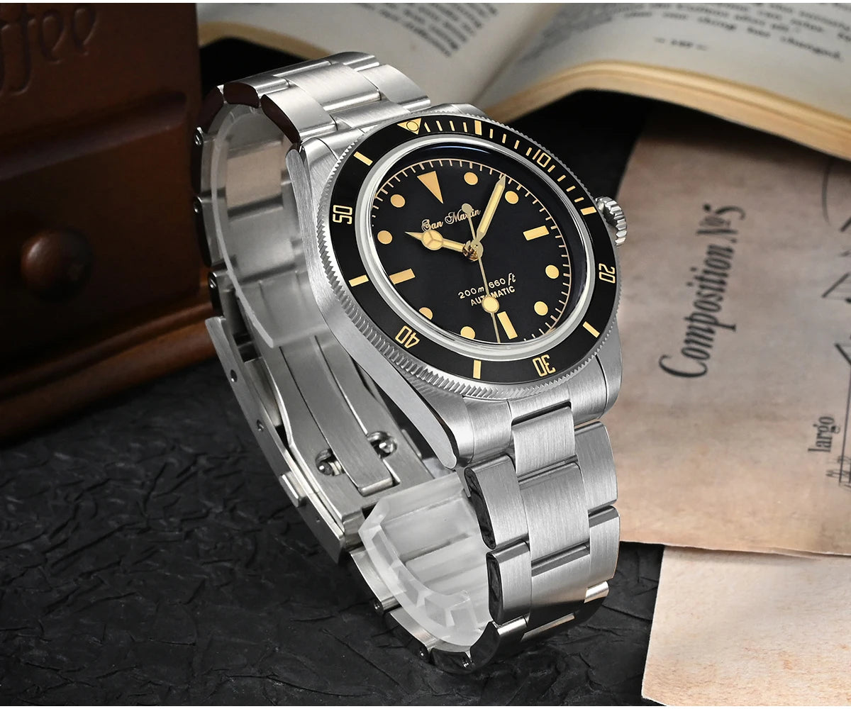 San Martin Vintage 38mm 6200 Diver Watch New Upgraded for Men Luxury NH35 Automatic Mechanical Sapphire Waterproof 200m Relojes