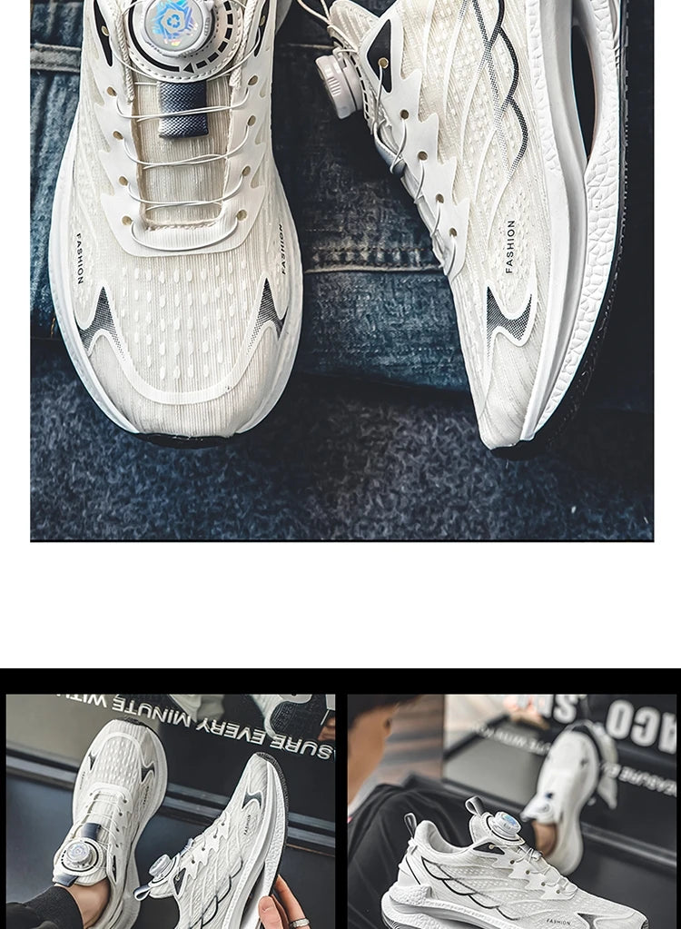 Zapatillas deportivas informales de verano transpirables para hombre, nuevas zapatillas de running de malla transpirable, modernas y versátiles, con hebilla giratoria, adecuadas para deportes al aire libre y para el día a día