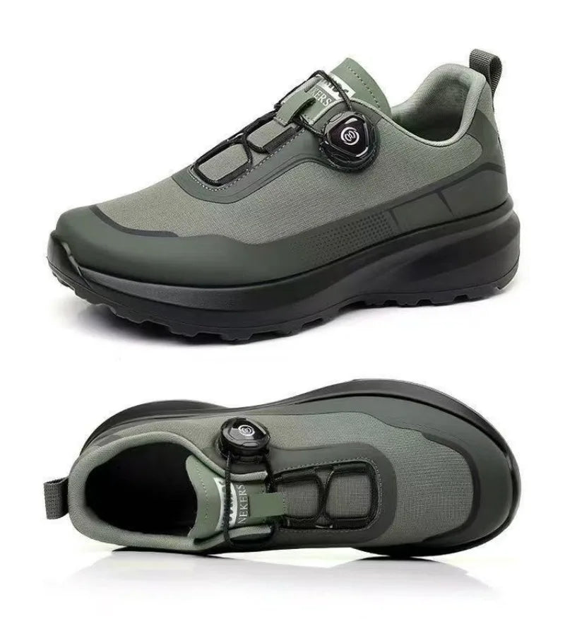 Zapatillas deportivas nuevas para hombre con botón giratorio, de plataforma, para conducir, para caminar, para actividades al aire libre, resistentes al desgaste, para correr y para deporte, talla grande