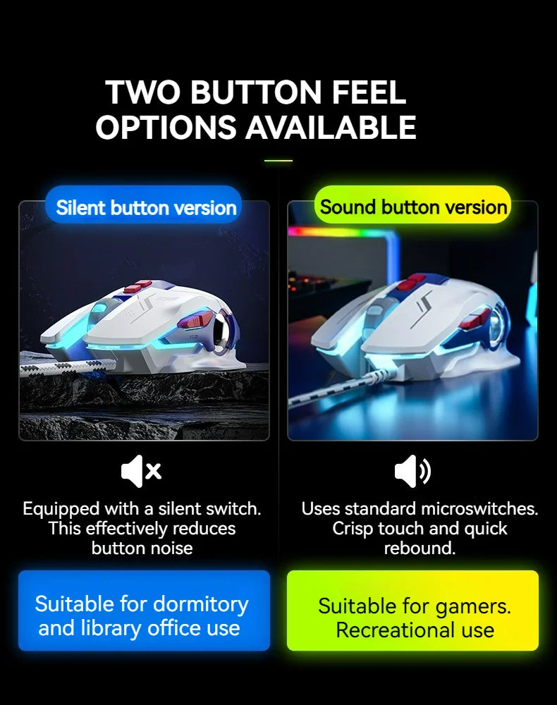 Inphic W9P Wired Gaming Mouse 12800 DPI RGB USB Mouse with Macro Programming, Mecha Style Ergonomic Wired Gaming Mouse for PC, Office & E-Sports